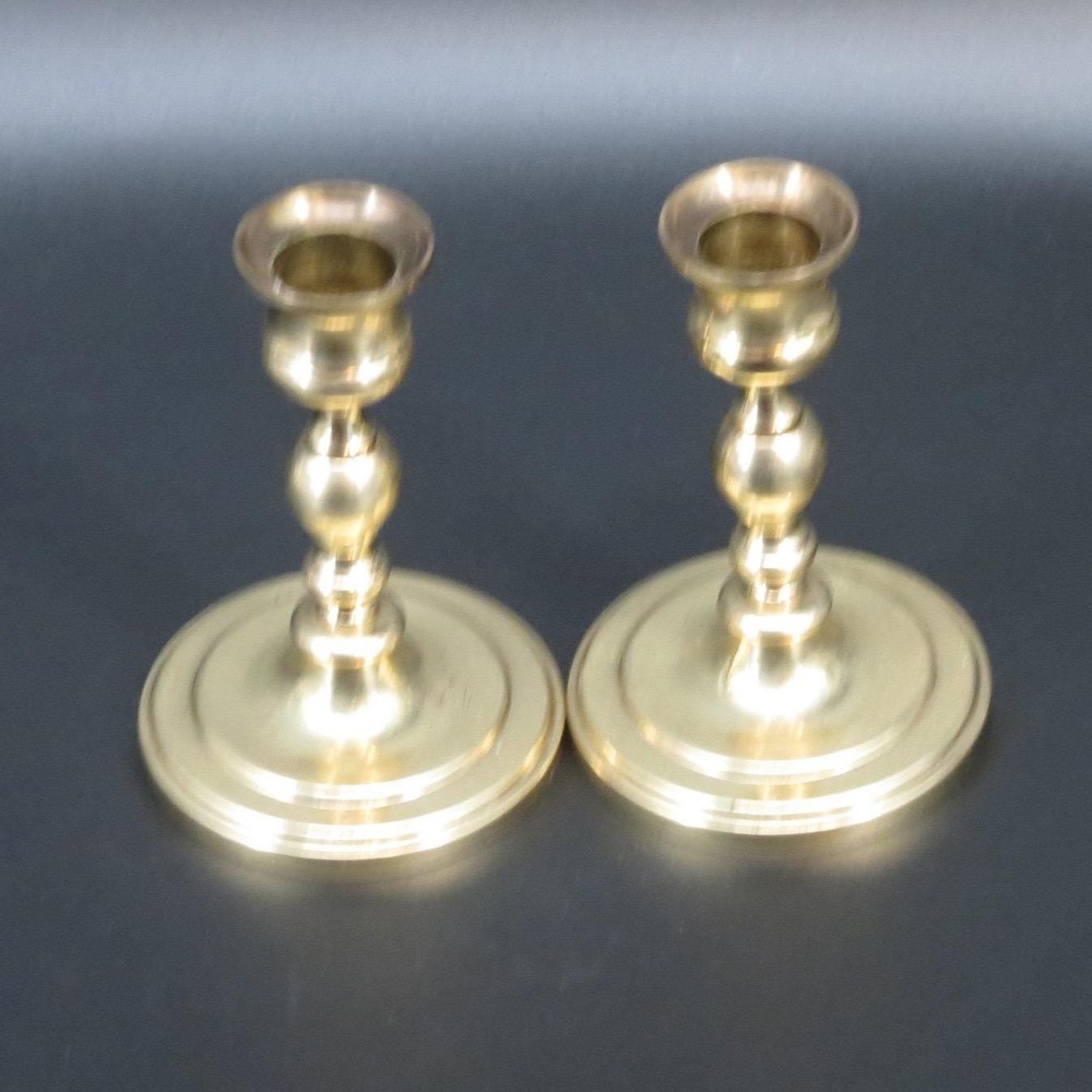 Two Baldwin Brass Candlestick Holders Vintage Made in USA Traditional 4.25"